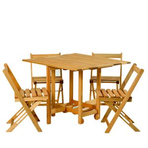 Kit Mesa + 4 Cadeiras Dobráveis 14 Bis - Wood Prime MR 218556