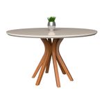 mesa-de-jatar-vegas-1300-redonda-madeira-macica-pes-curvos-base-madeira-amendoa-tampo-off-white