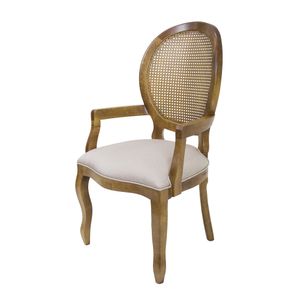 Cadeira de Jantar Medalhão Lisa com Braço Palha - Wood Prime 38020