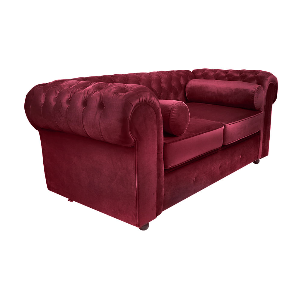 Sofá Chesterfield 02 Lugares 1.80 Veludo Verde - Wood Prime 25995