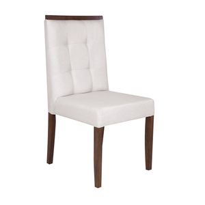 Cadeira de Jantar Betel Com Aplique Linho Areia - Wood Prime MF 38648