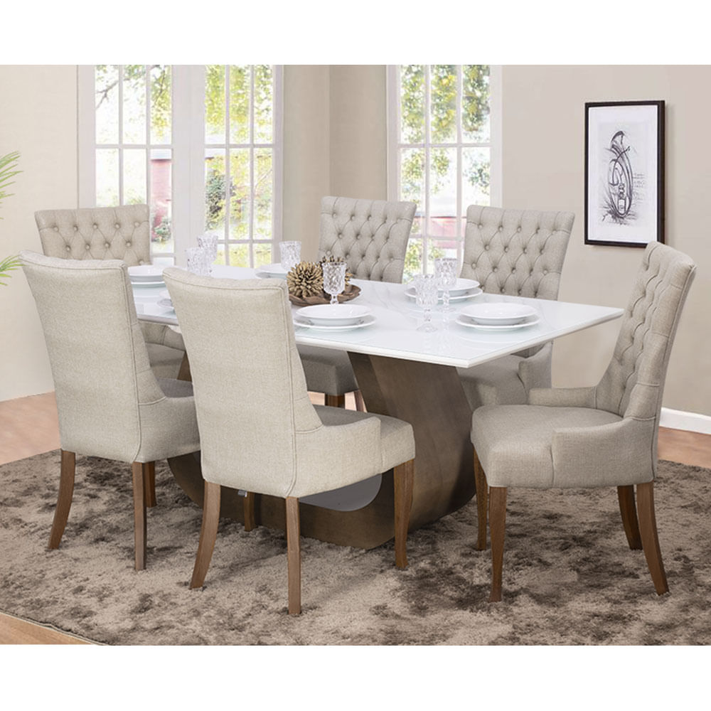 Conjunto Sala de jantar Mesa Bonnie com 6 Cadeiras Judy - Wood Prime 38711