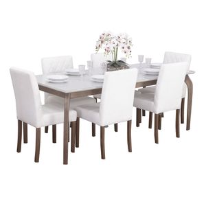 Conjunto Sala de Jantar Mesa Valência com 6 Cadeiras Beliz - Wood Prime 44677