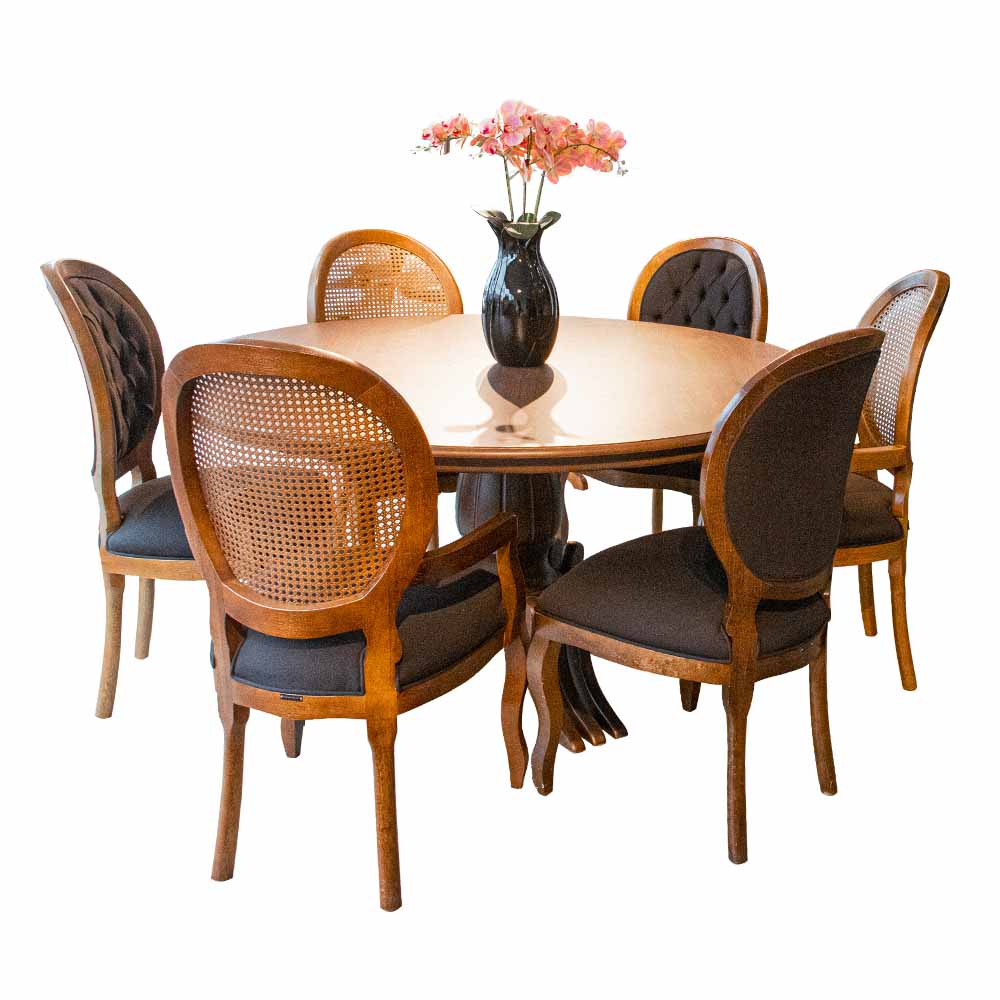 Conjunto Sala de jantar Mesa Bonnie com 6 Cadeiras Judy - Wood