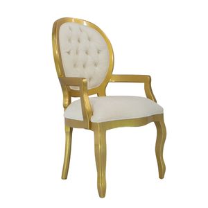 Cadeira de Jantar Medalhão Lisa com Braço - Wood Prime 15583